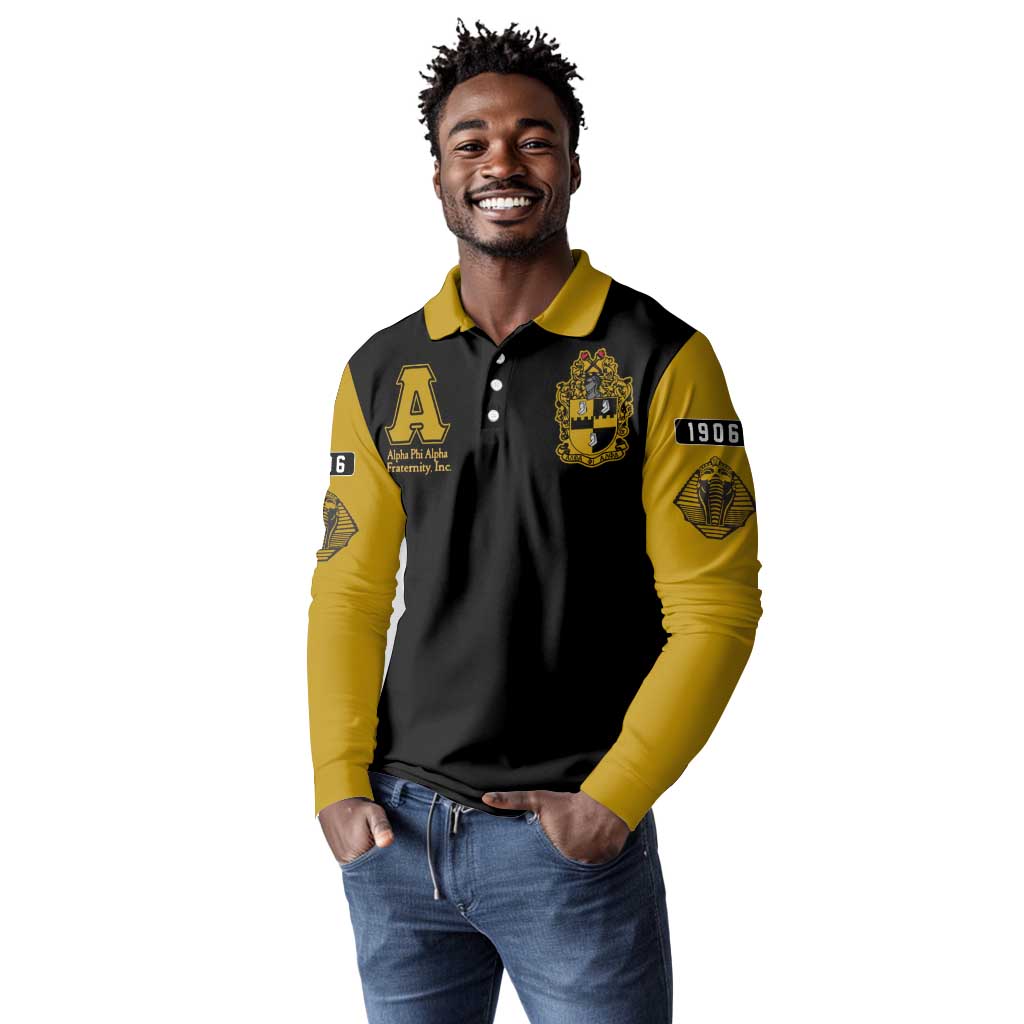 Alpha Phi Alpha Varsity Long Sleeve Polo Shirt Greek Letter Apparel