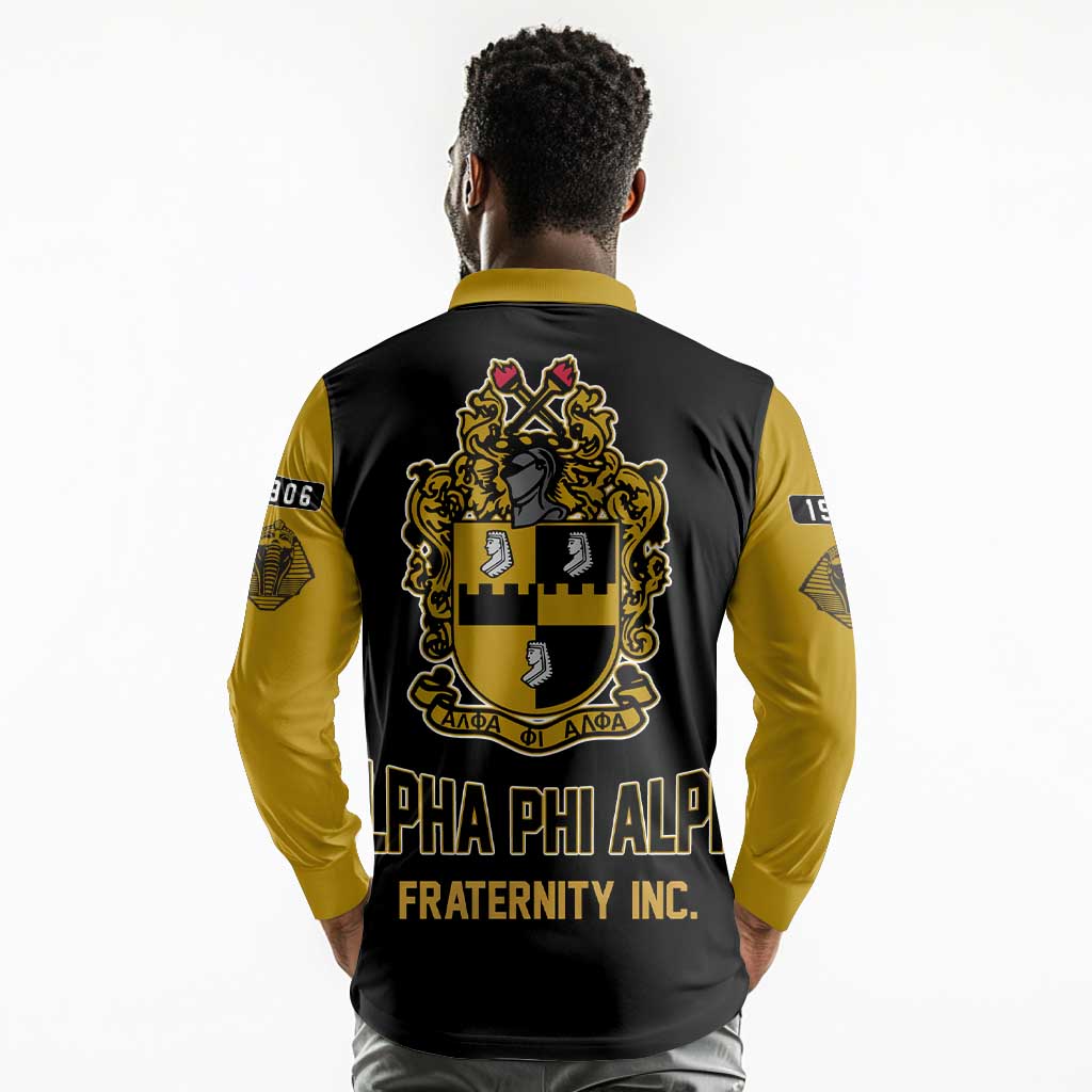 Alpha Phi Alpha Varsity Long Sleeve Polo Shirt Greek Letter Apparel