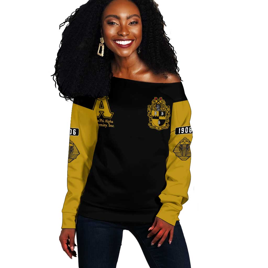 Alpha Phi Alpha Varsity Off Shoulder Sweater Greek Letter Apparel