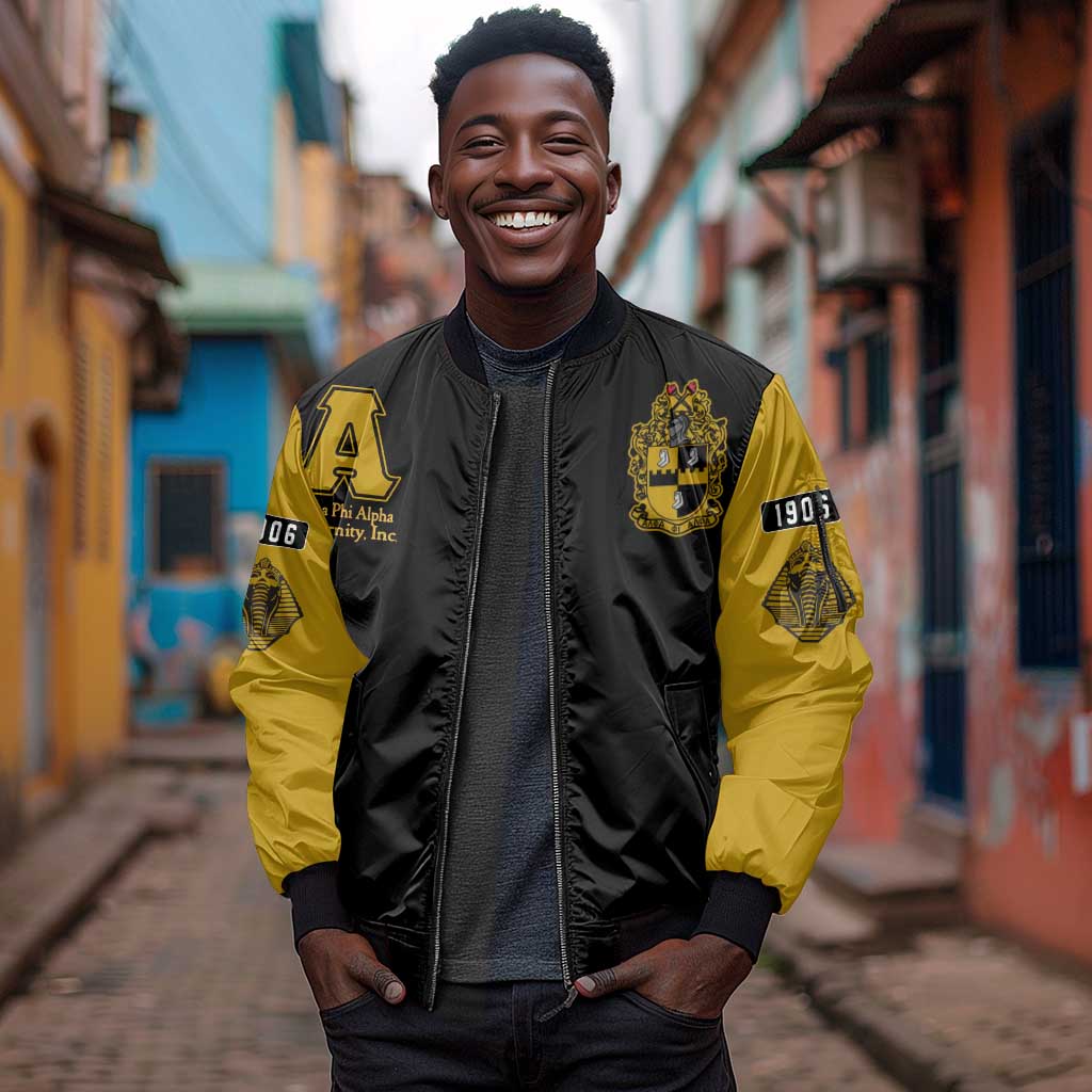 Alpha Phi Alpha Varsity Sleeve Zip Bomber Jacket Greek Letter Apparel