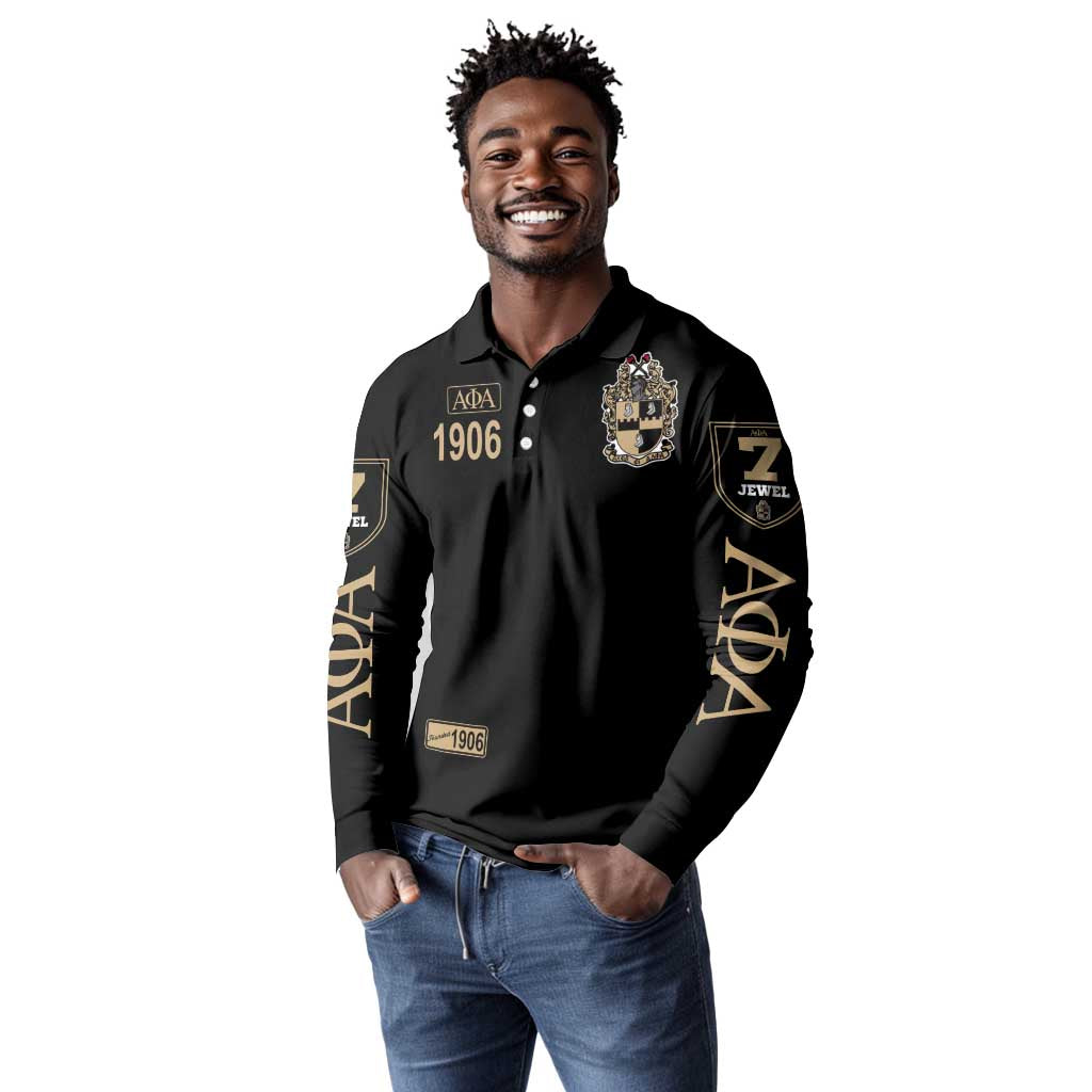 1906 Ice Cold Alpha Phi Alpha Giz Long Sleeve Polo Shirt Classic Fraternity