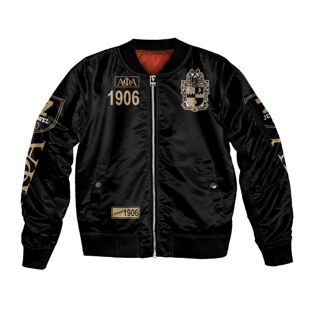 1906 Ice Cold Alpha Phi Alpha Giz Sleeve Zip Bomber Jacket Classic Fraternity