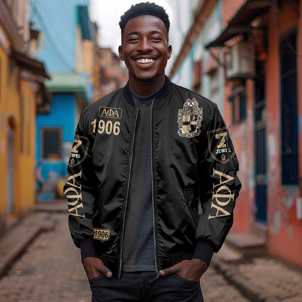 1906 Ice Cold Alpha Phi Alpha Giz Sleeve Zip Bomber Jacket Classic Fraternity