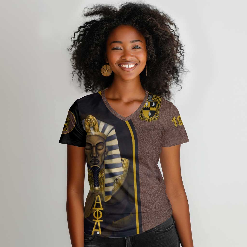 Alpha Phi Alpha 1906 King Pharaoh Women V-Neck T-Shirt Stylish Fraternity