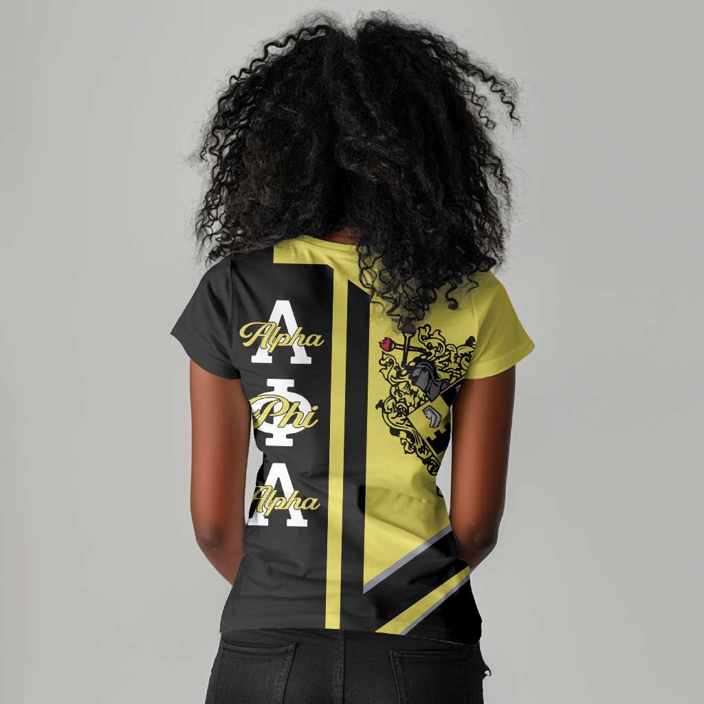 Alpha Phi Alpha Apa Half Concept Women V-Neck T-Shirt Classic Fraternity