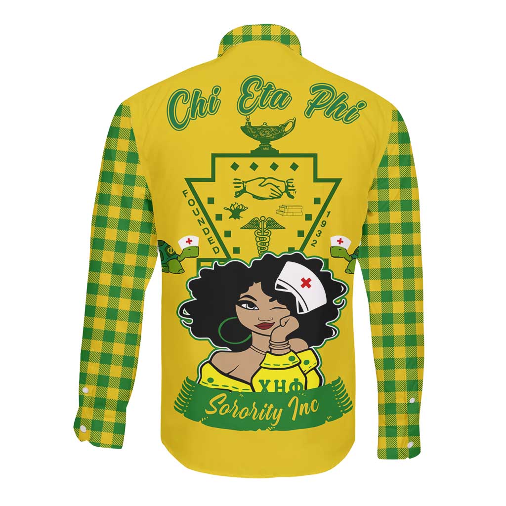 Chi Eta Phi Sorority Nurse Long Sleeve Button Shirt Show Your Sorority Pride