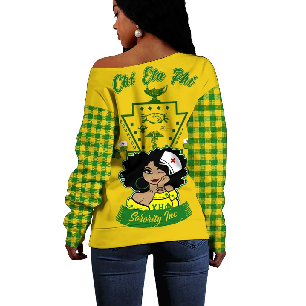Chi Eta Phi Sorority Nurse Off Shoulder Sweater Show Your Sorority Pride