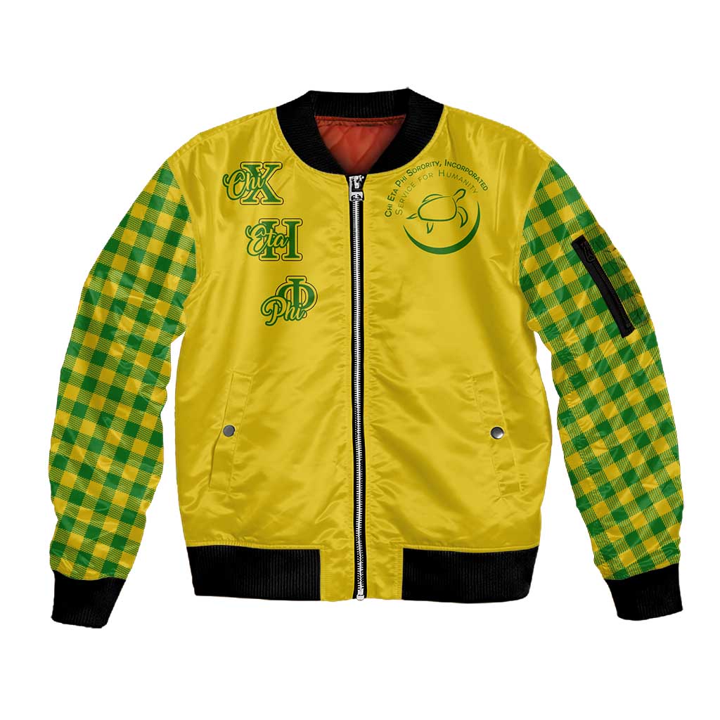 Chi Eta Phi Sorority Nurse Sleeve Zip Bomber Jacket Show Your Sorority Pride