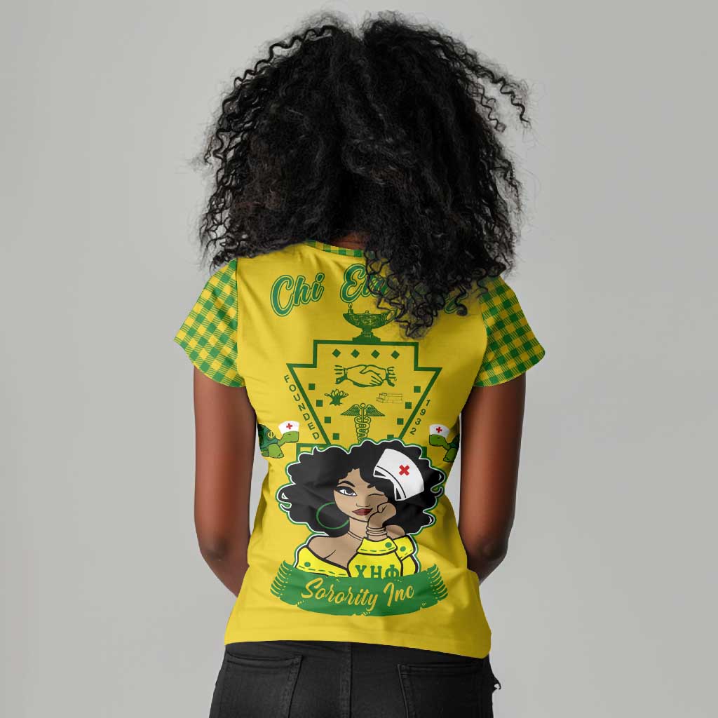 Chi Eta Phi Sorority Nurse Women V-Neck T-Shirt Show Your Sorority Pride