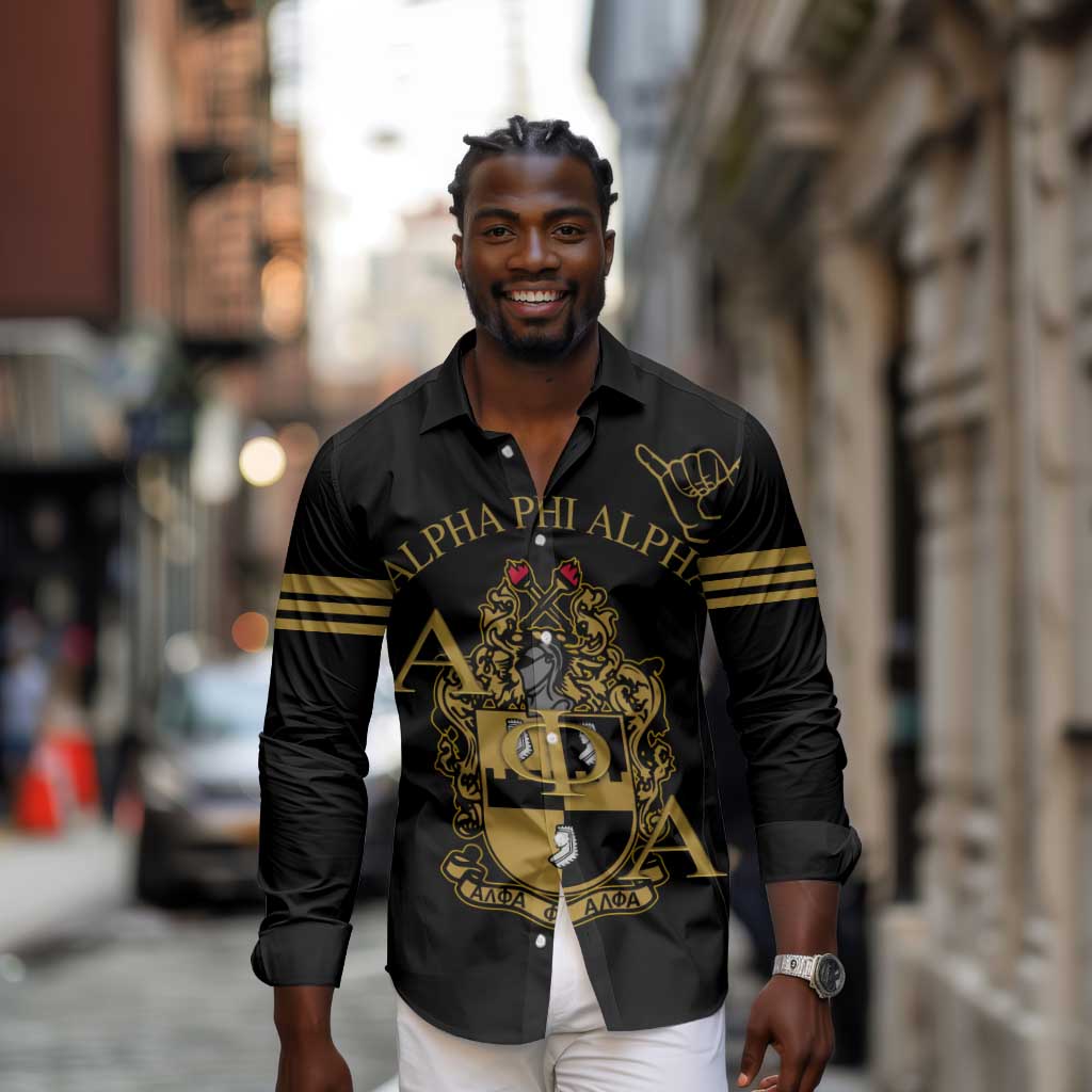 Alpha Phi Alpha Fraternity Long Sleeve Button Shirt Classic APA Style