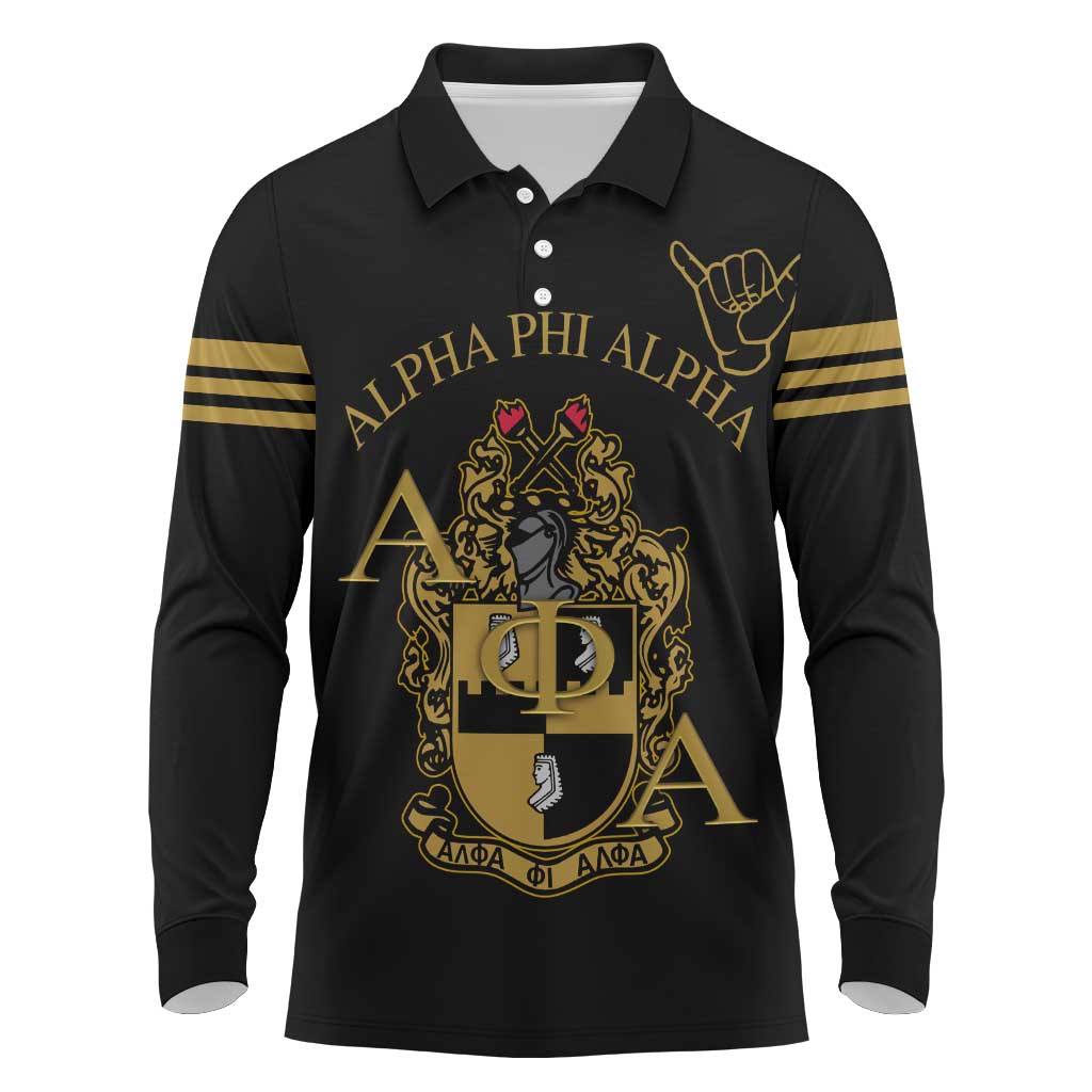 Alpha Phi Alpha Fraternity Long Sleeve Polo Shirt Classic APA Style
