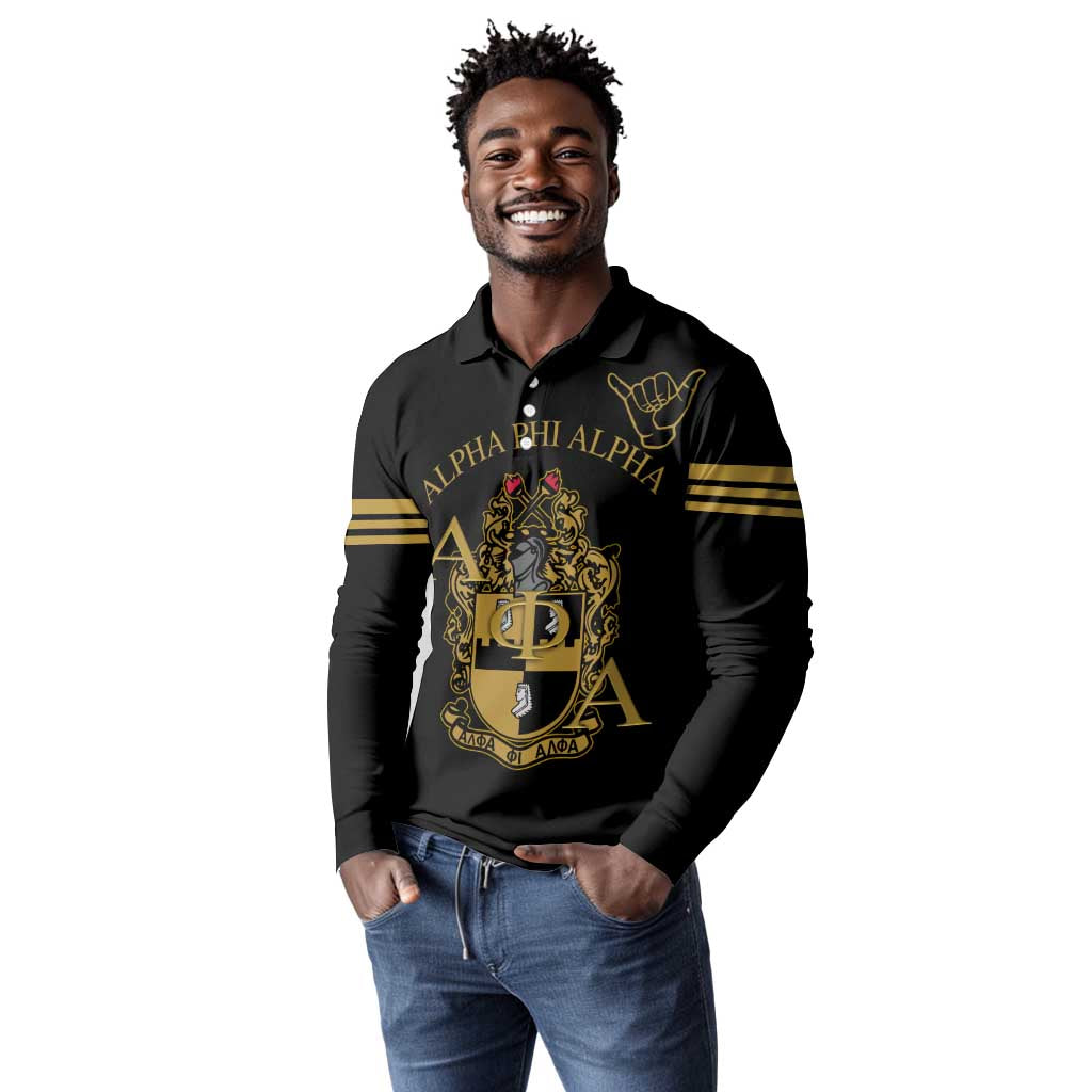 Alpha Phi Alpha Fraternity Long Sleeve Polo Shirt Classic APA Style