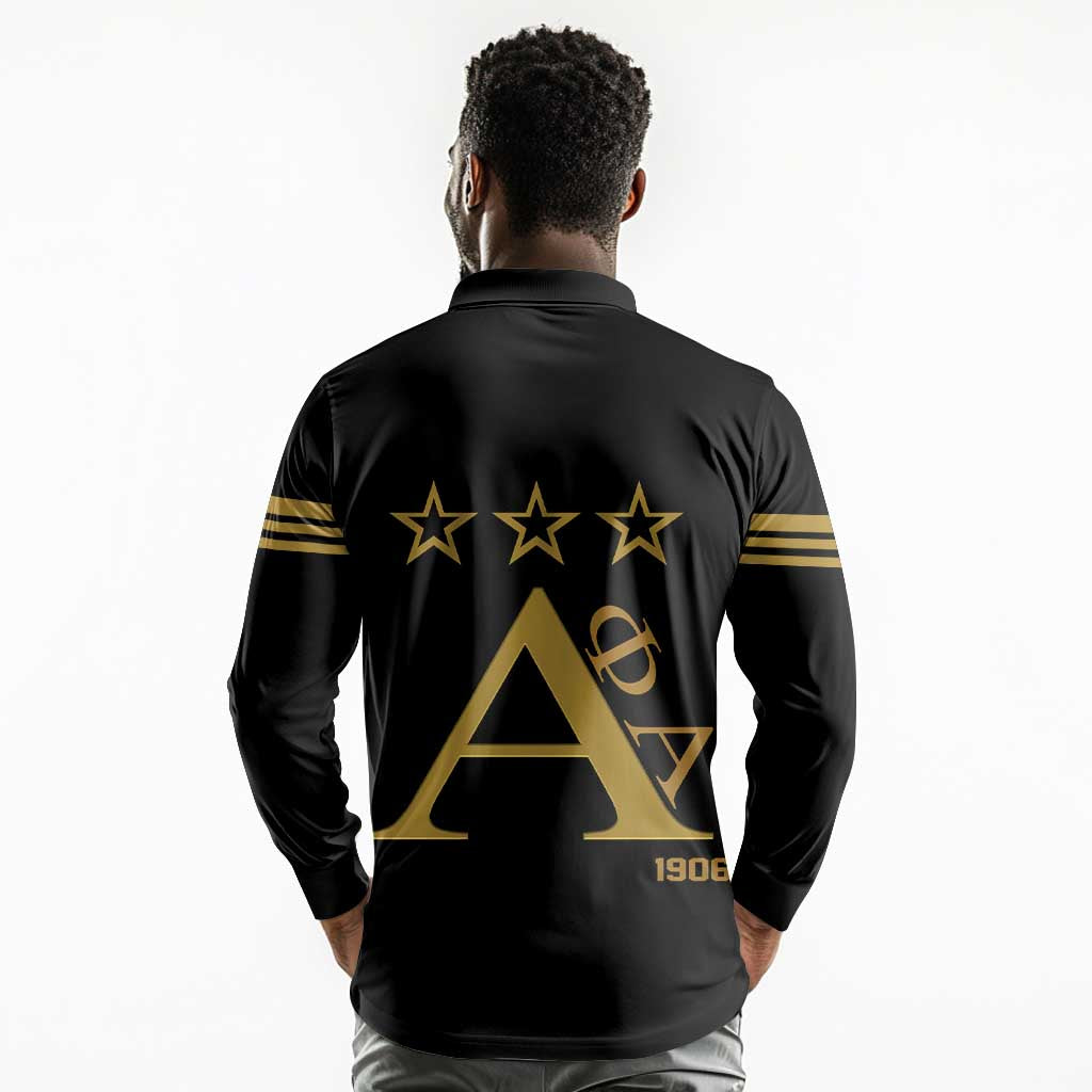 Alpha Phi Alpha Fraternity Long Sleeve Polo Shirt Classic APA Style