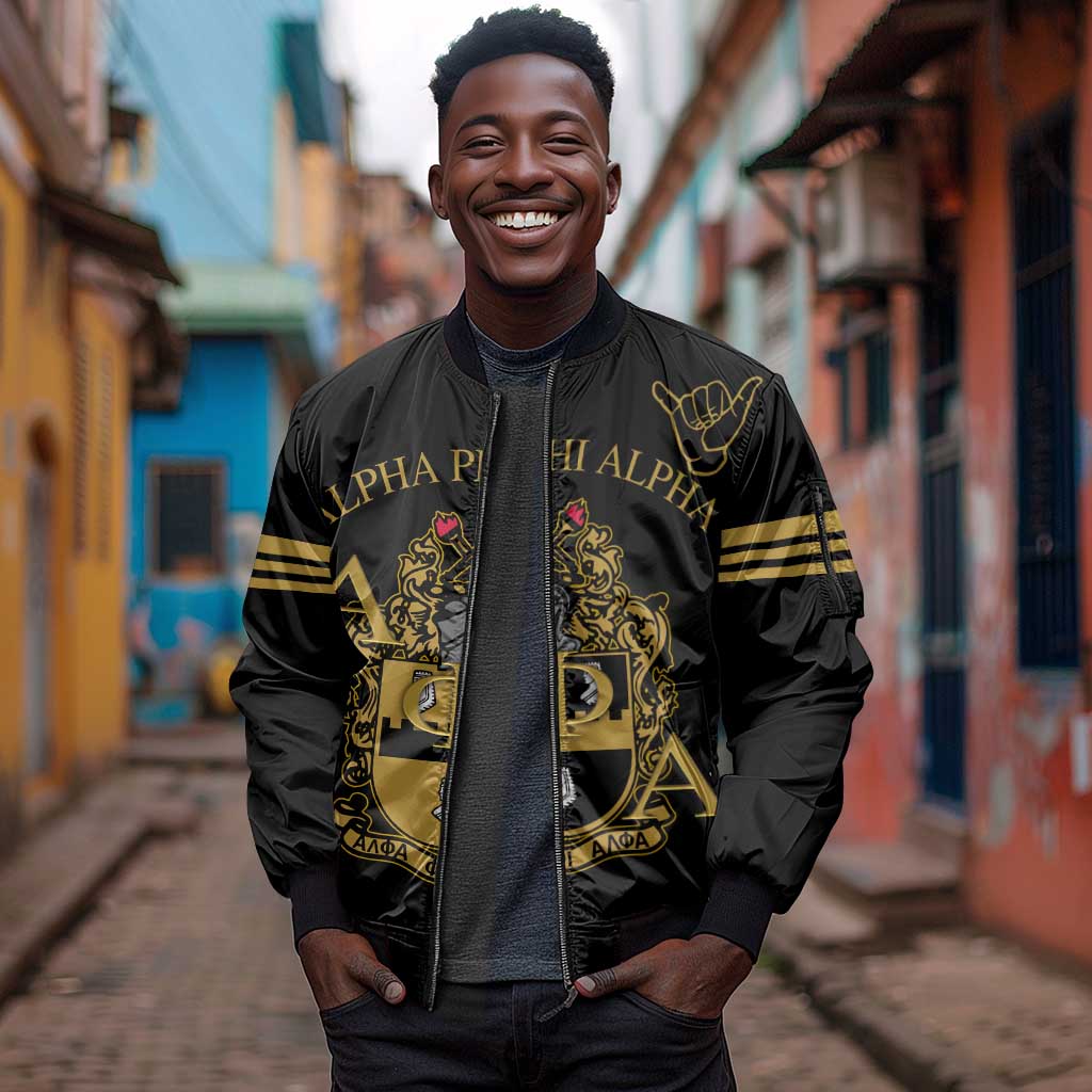 Alpha Phi Alpha Fraternity Sleeve Zip Bomber Jacket Classic APA Style