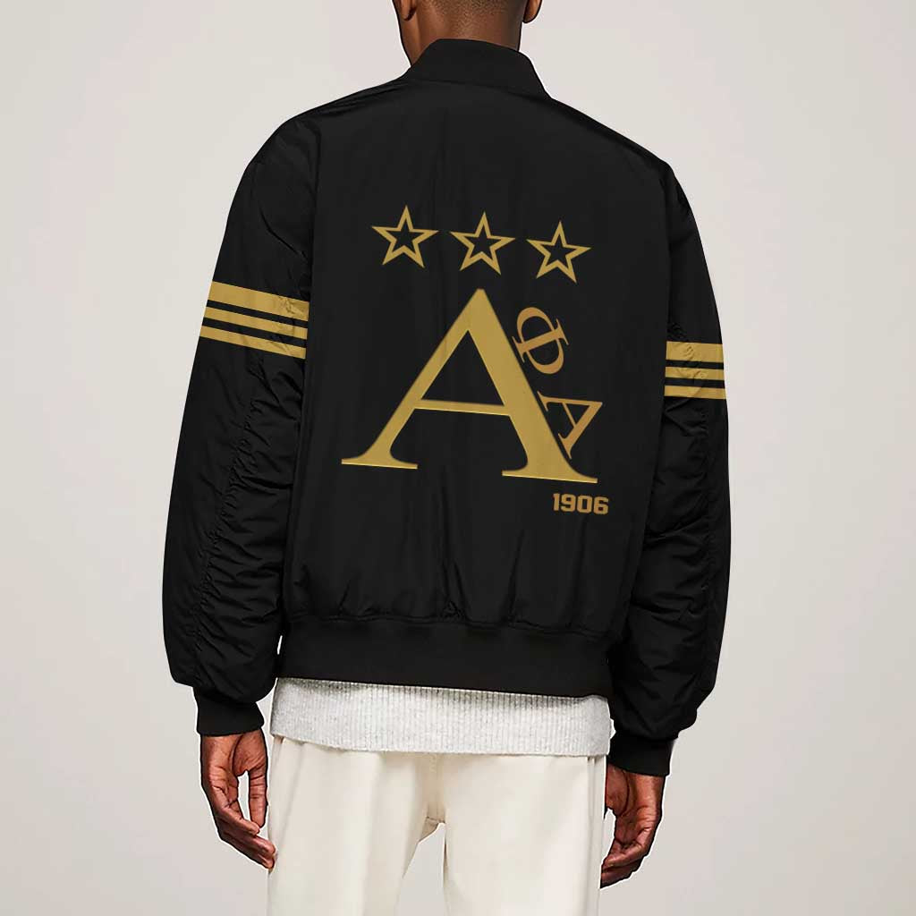 Alpha Phi Alpha Fraternity Sleeve Zip Bomber Jacket Classic APA Style