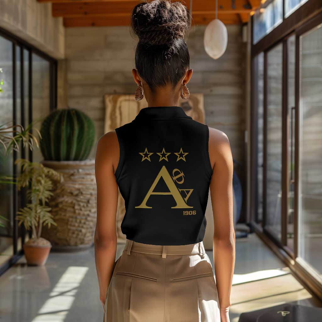Alpha Phi Alpha Fraternity Women Sleeveless Polo Shirt Classic APA Style