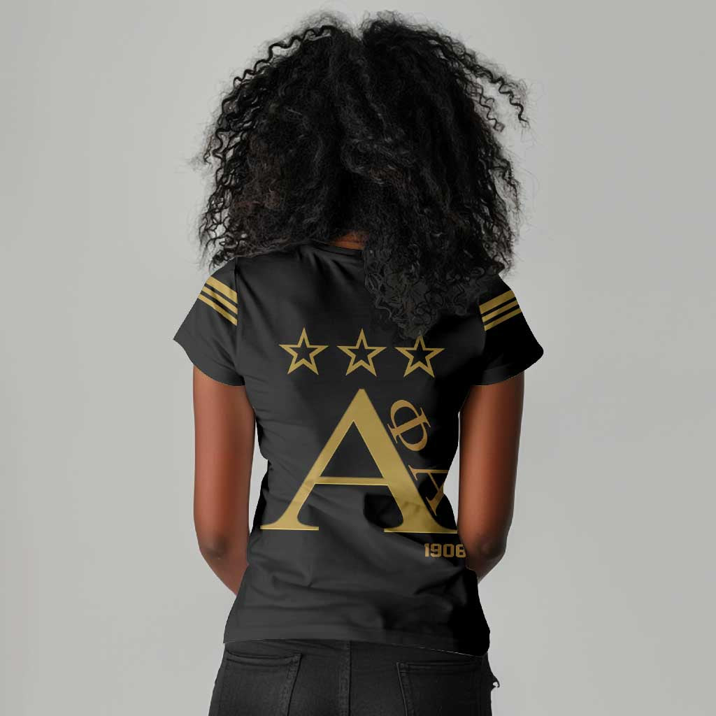 Alpha Phi Alpha Fraternity Women V-Neck T-Shirt Classic APA Style
