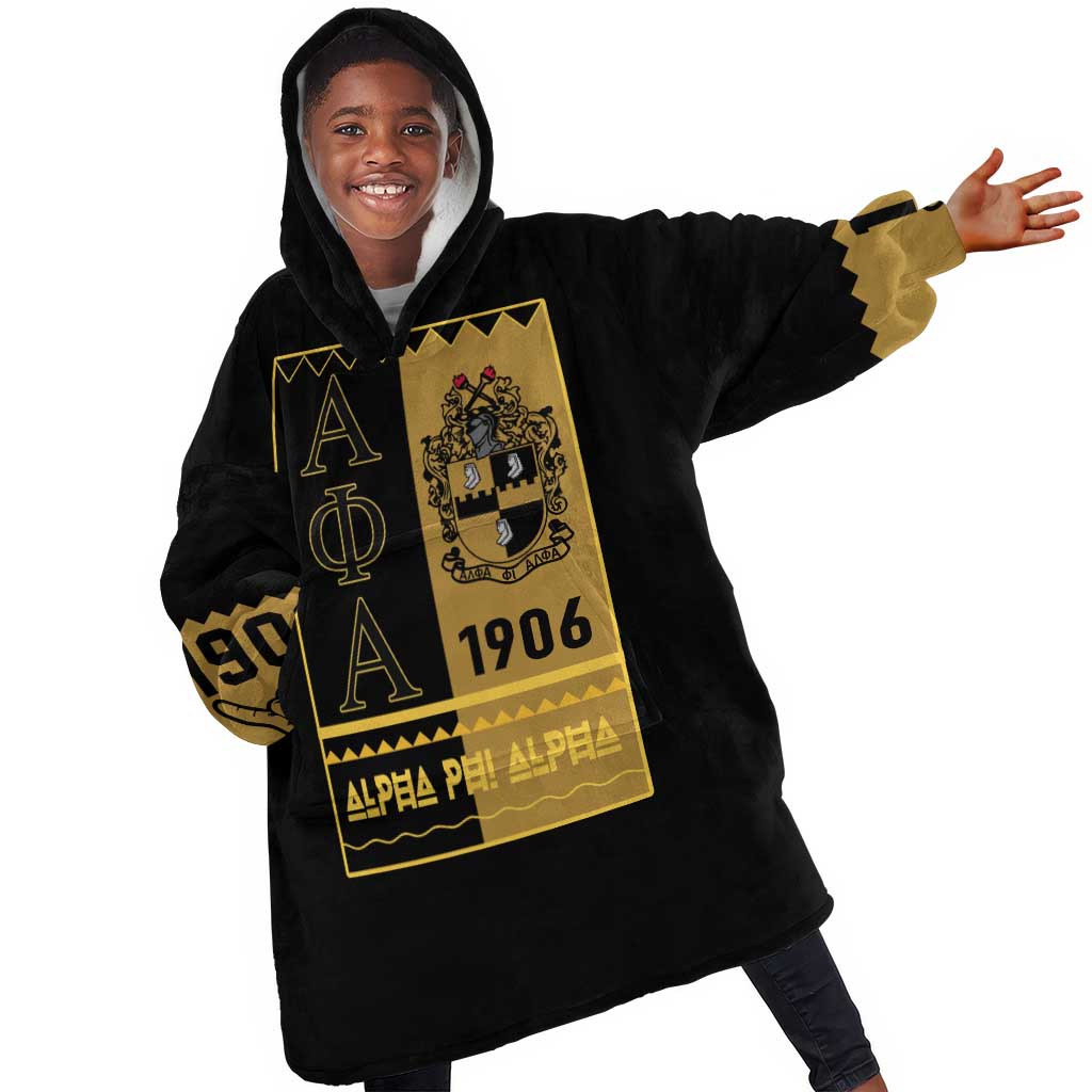 Alpha Phi Alpha Fraternity Kid Wearable Blanket Hoodie Stylish Black For Members