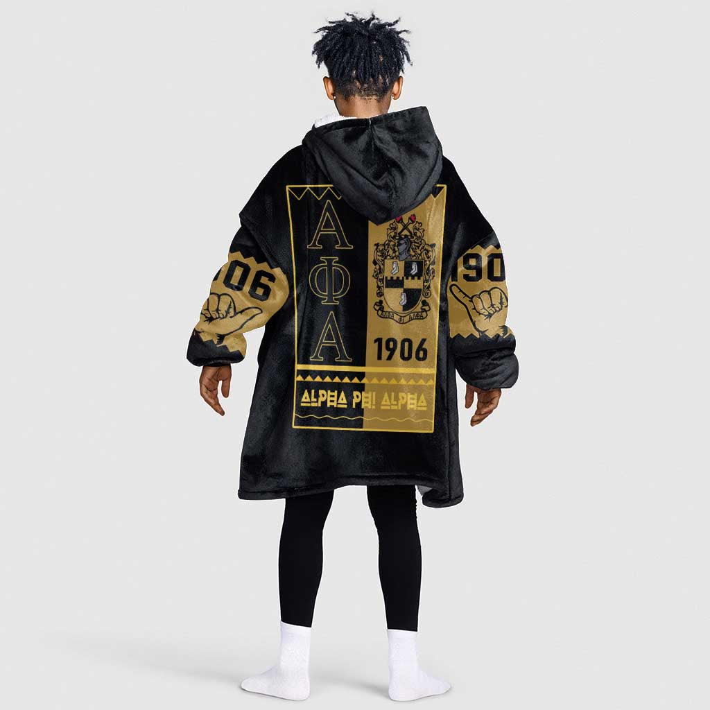 Alpha Phi Alpha Fraternity Kid Wearable Blanket Hoodie Stylish Black For Members