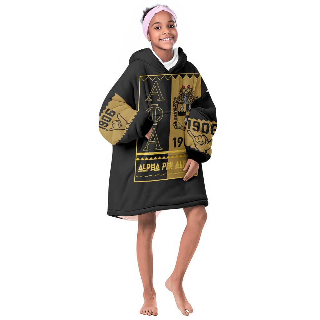 Alpha Phi Alpha Fraternity Kid Wearable Blanket Hoodie Stylish Black For Members