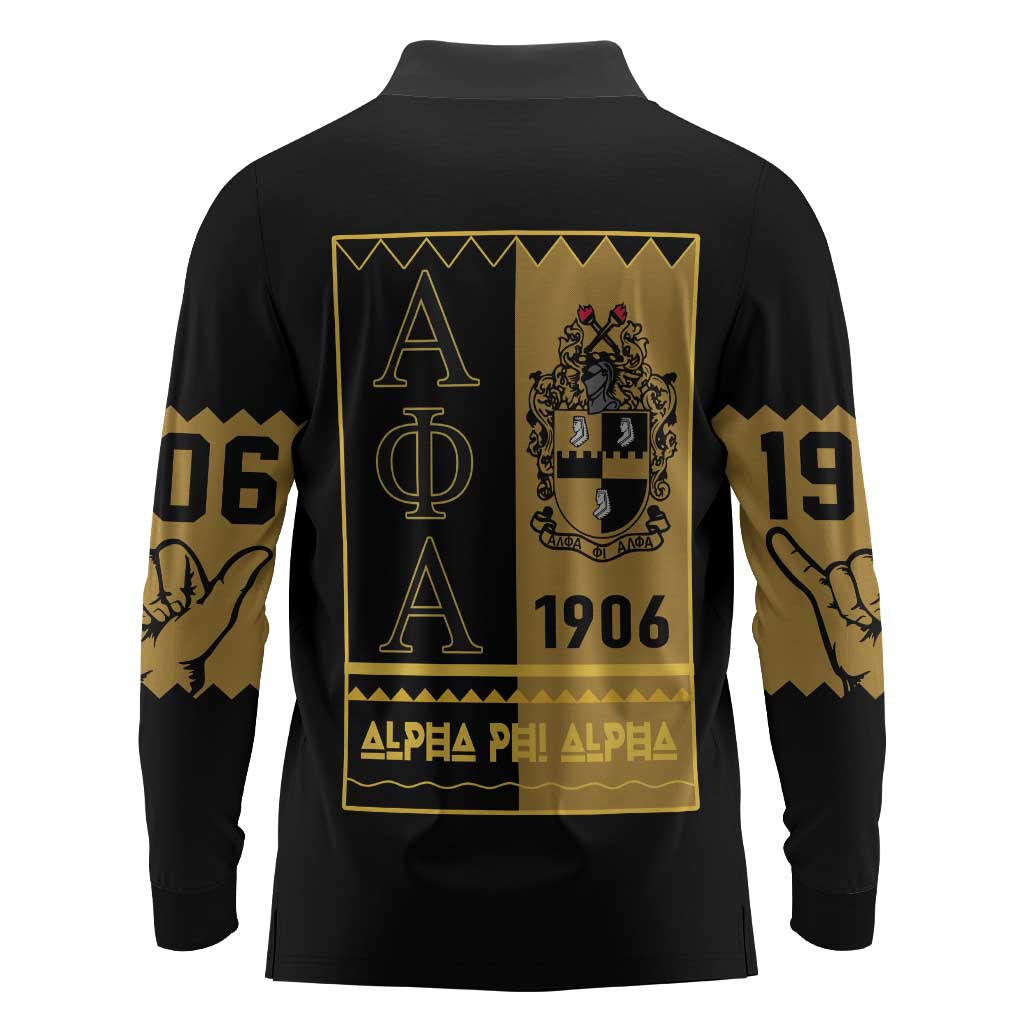Alpha Phi Alpha Fraternity Long Sleeve Polo Shirt Stylish Black For Members