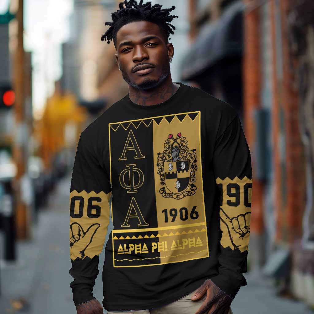 Alpha Phi Alpha Fraternity Long Sleeve Shirt Stylish Black For Members