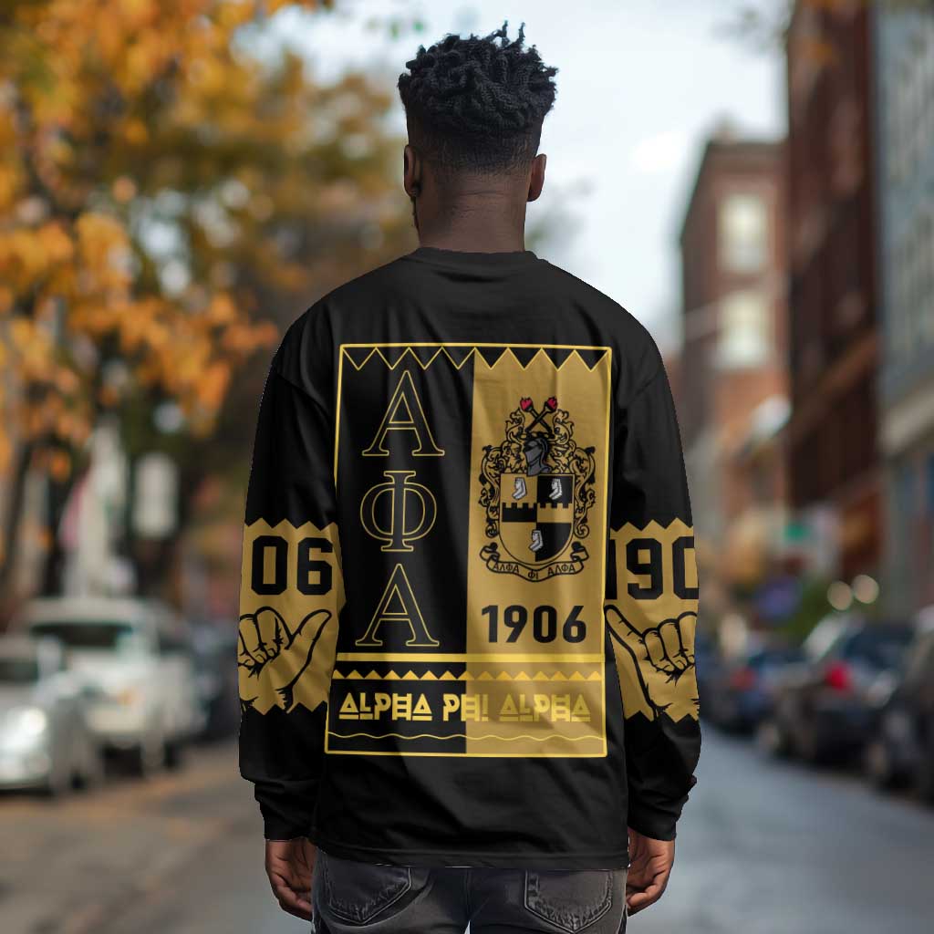 Alpha Phi Alpha Fraternity Long Sleeve Shirt Stylish Black For Members
