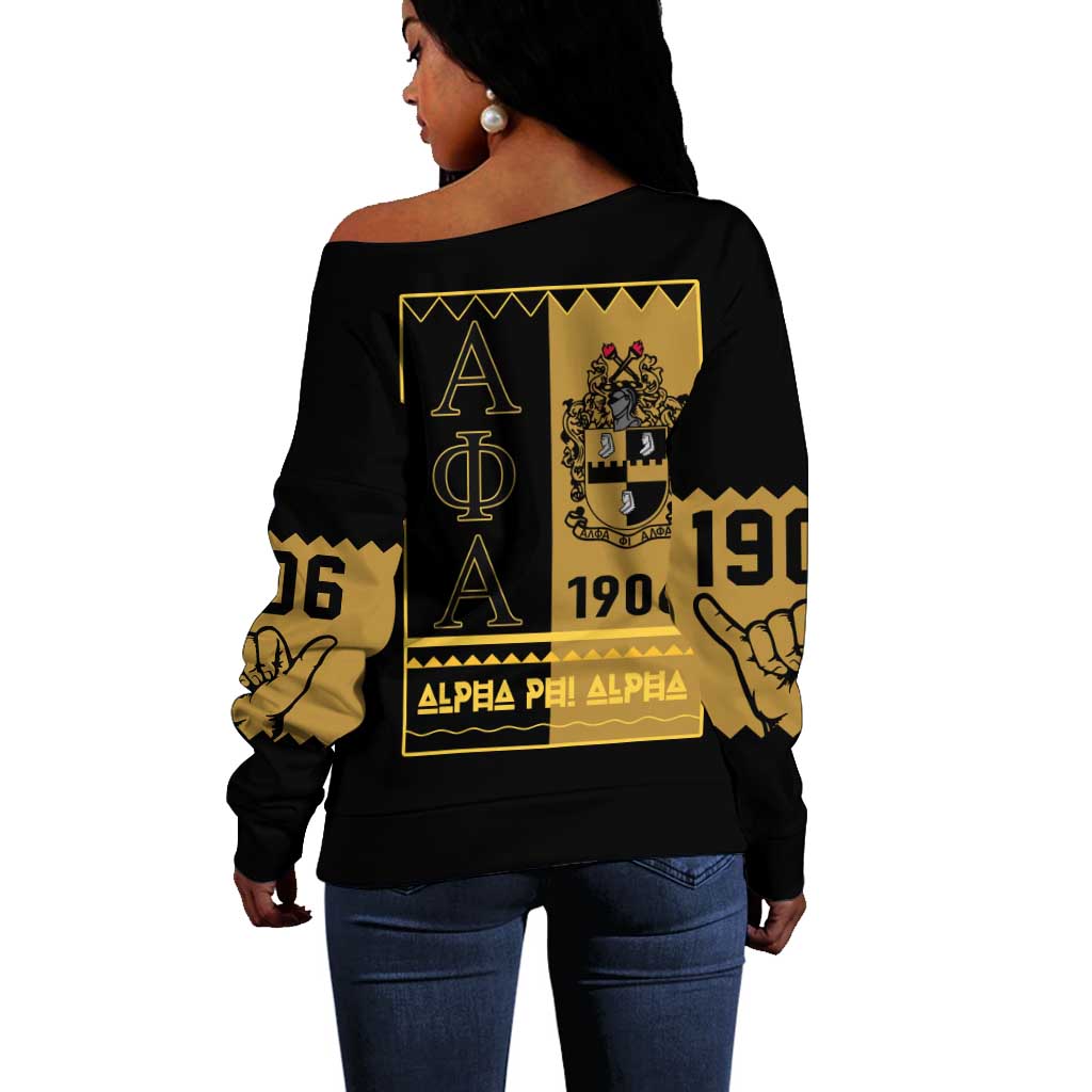 Alpha Phi Alpha Fraternity Off Shoulder Sweater Stylish Black For Members