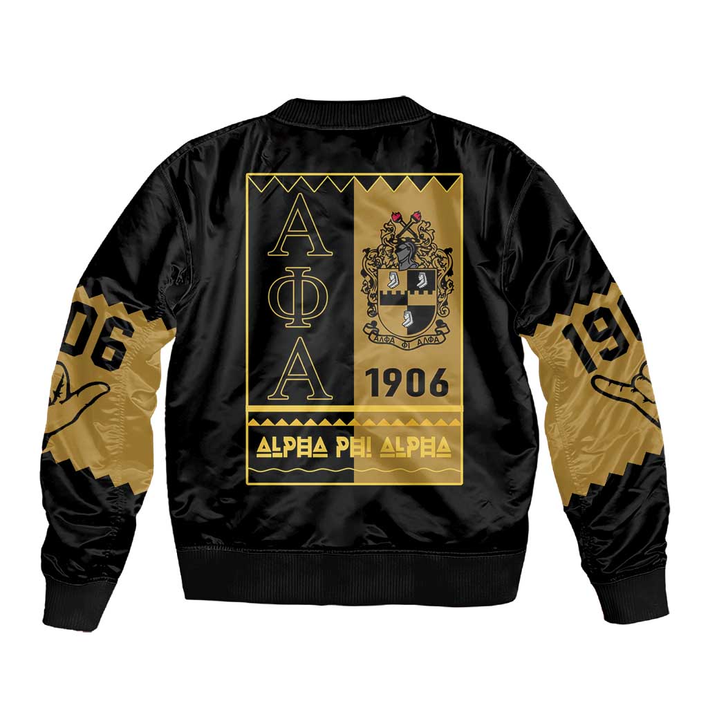 Alpha Phi Alpha Fraternity Sleeve Zip Bomber Jacket Stylish Black For Members