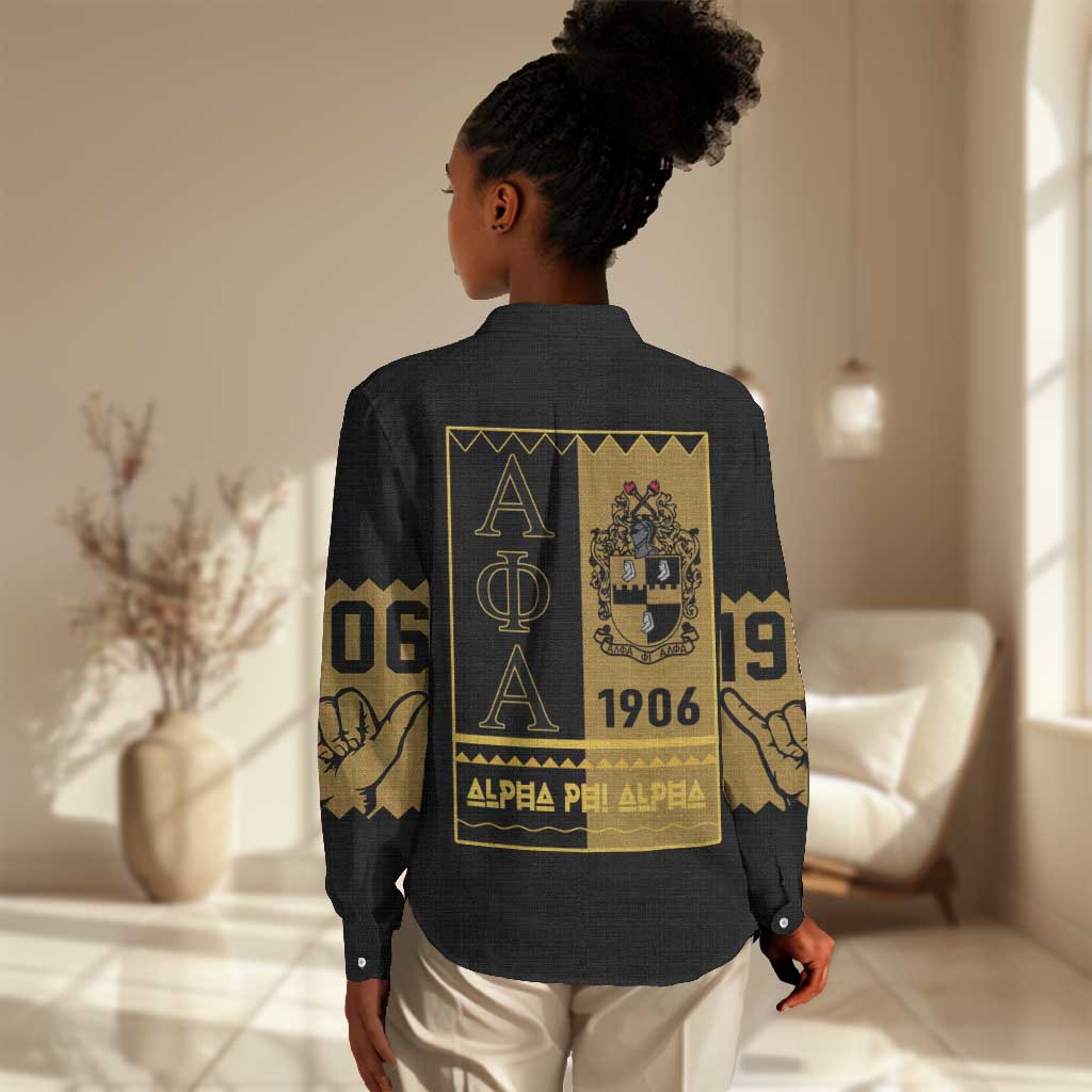 Alpha Phi Alpha Fraternity Women Casual Shirt Stylish Black For Members