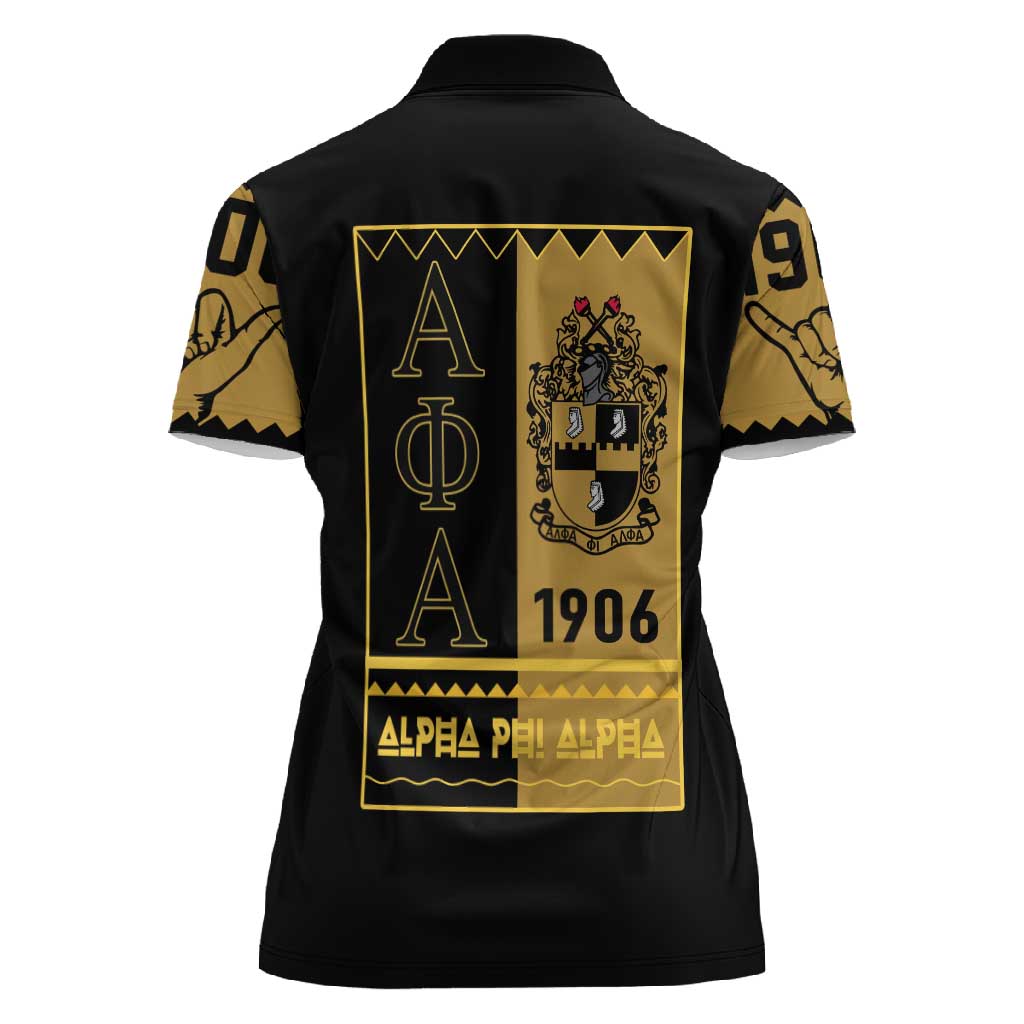 Alpha Phi Alpha Fraternity Women Polo Shirt Stylish Black For Members