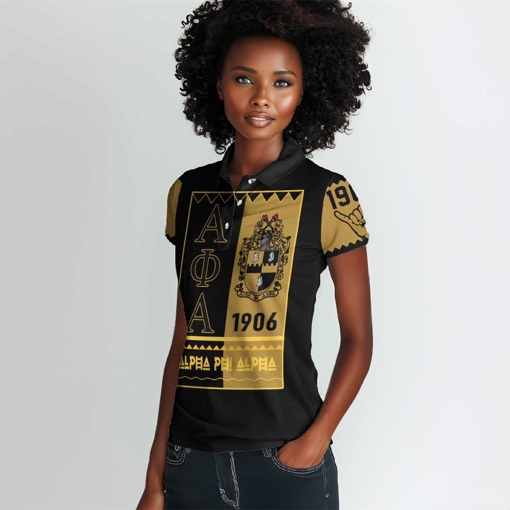 Alpha Phi Alpha Fraternity Women Polo Shirt Stylish Black For Members