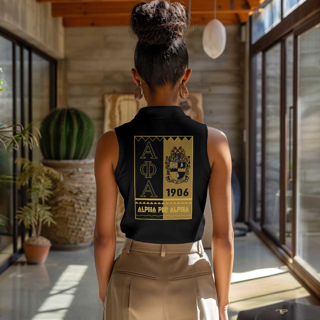Alpha Phi Alpha Fraternity Women Sleeveless Polo Shirt Stylish Black For Members