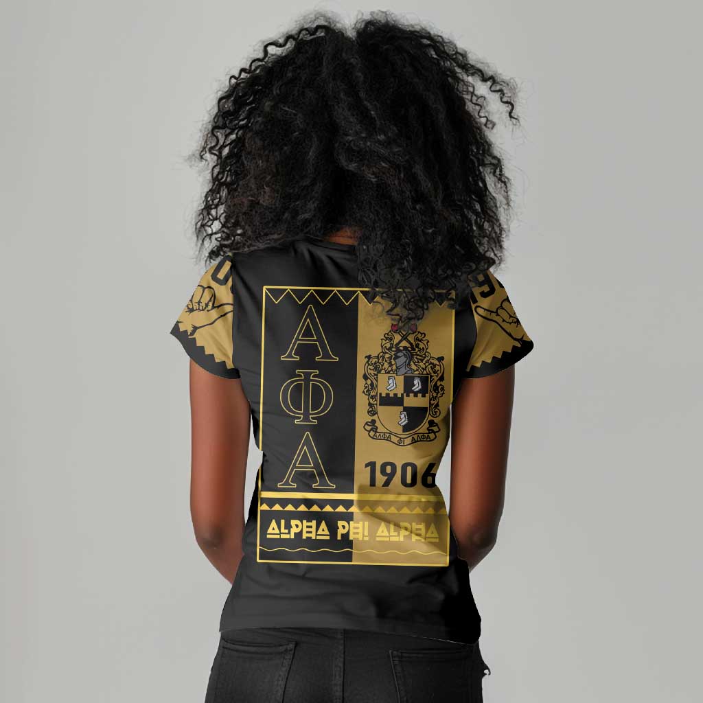 Alpha Phi Alpha Fraternity Women V-Neck T-Shirt Stylish Black For Members