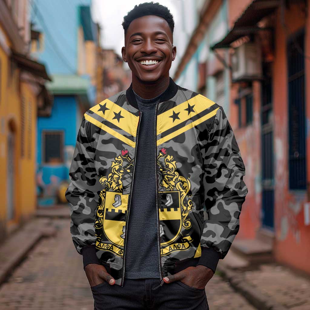 Alpha Phi Alpha Camouflage Bomber Jacket Perfect For Fraternity