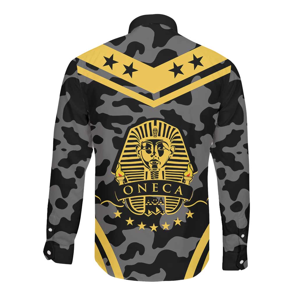 Alpha Phi Alpha Camouflage Long Sleeve Button Shirt Perfect For Fraternity