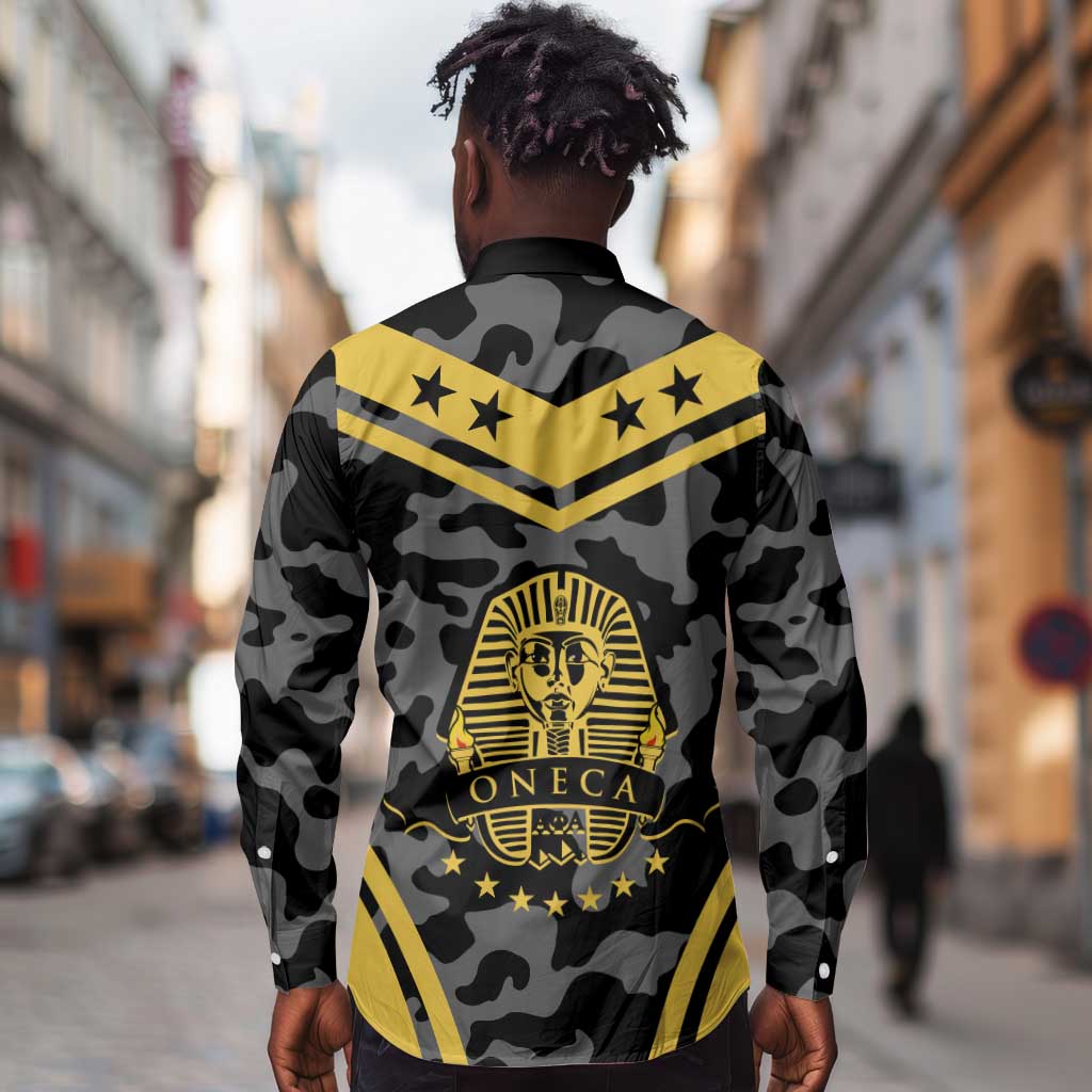 Alpha Phi Alpha Camouflage Long Sleeve Button Shirt Perfect For Fraternity