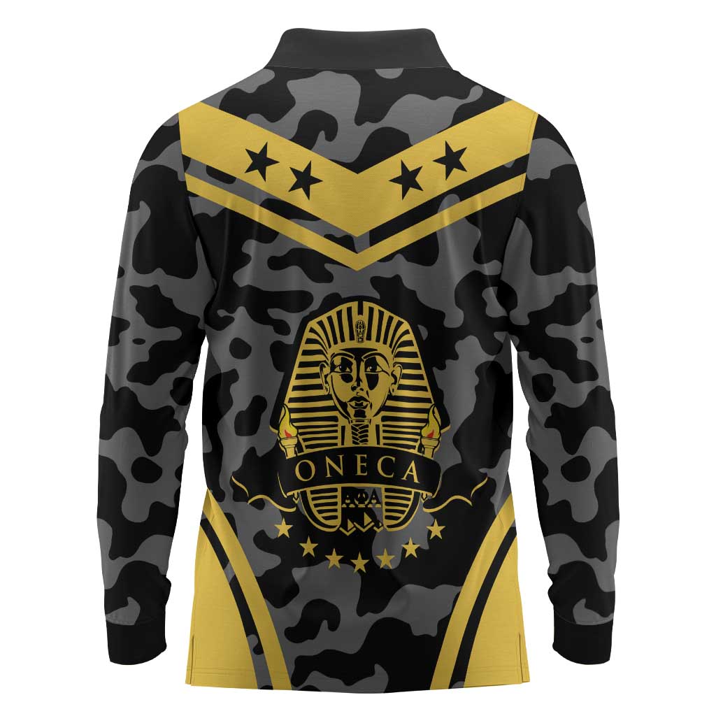 Alpha Phi Alpha Camouflage Long Sleeve Polo Shirt Perfect For Fraternity