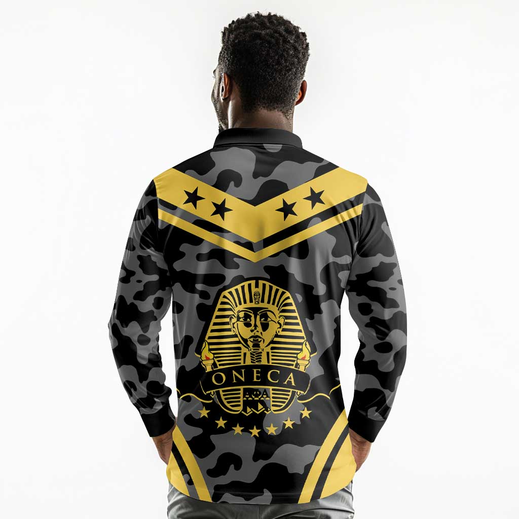 Alpha Phi Alpha Camouflage Long Sleeve Polo Shirt Perfect For Fraternity