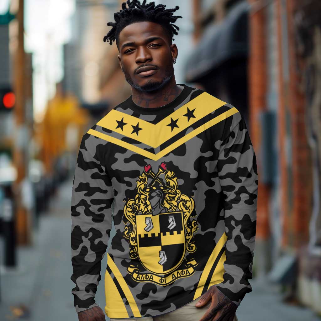 Alpha Phi Alpha Camouflage Long Sleeve Shirt Perfect For Fraternity