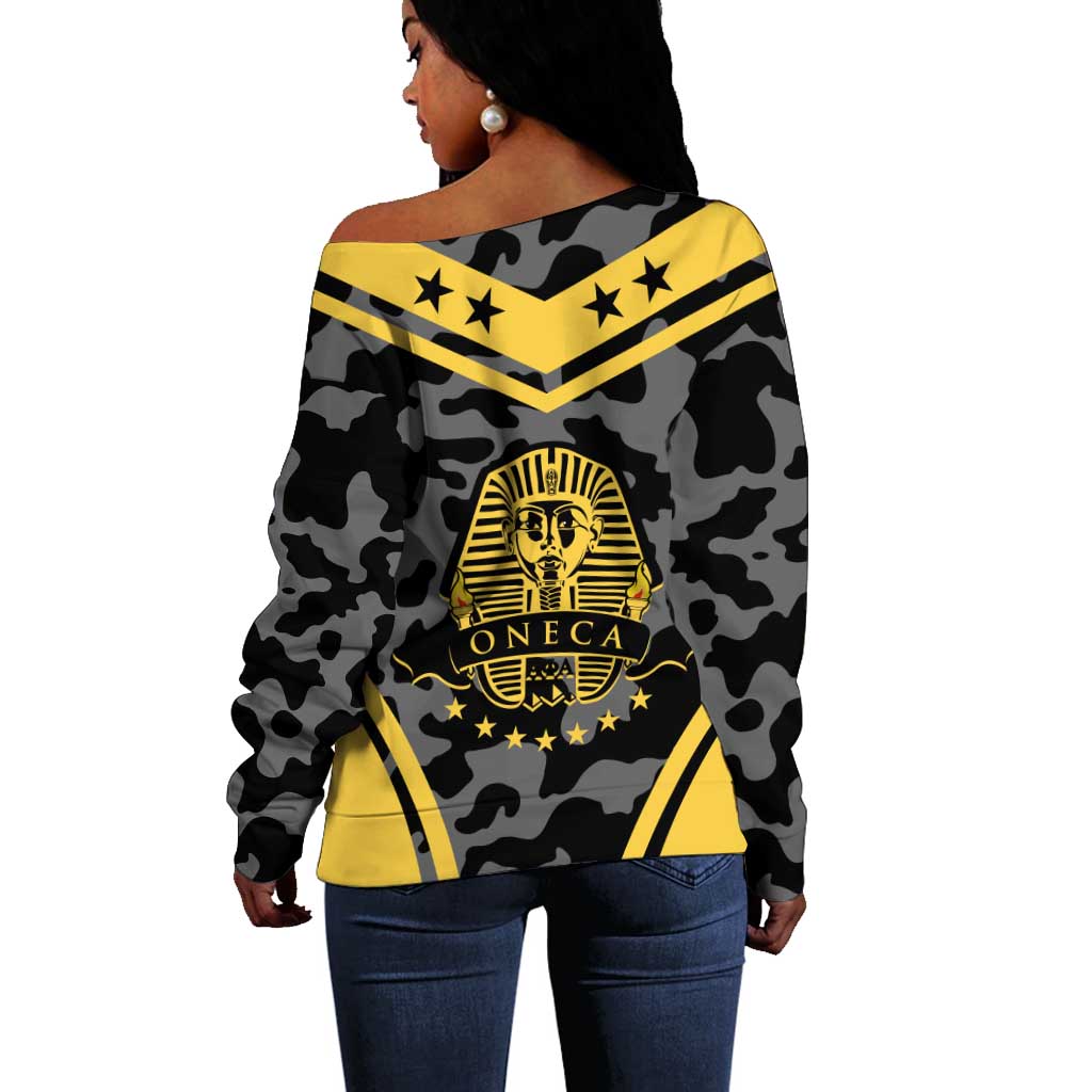 Alpha Phi Alpha Camouflage Off Shoulder Sweater Perfect For Fraternity