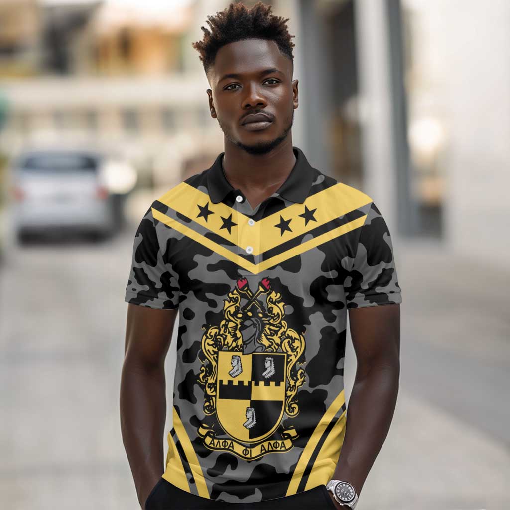 Alpha Phi Alpha Camouflage Polo Shirt Perfect For Fraternity