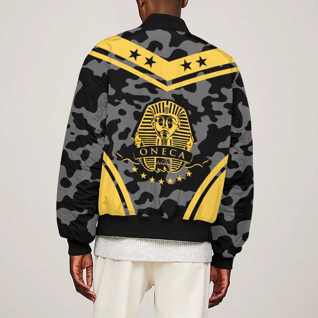 Alpha Phi Alpha Camouflage Sleeve Zip Bomber Jacket Perfect For Fraternity