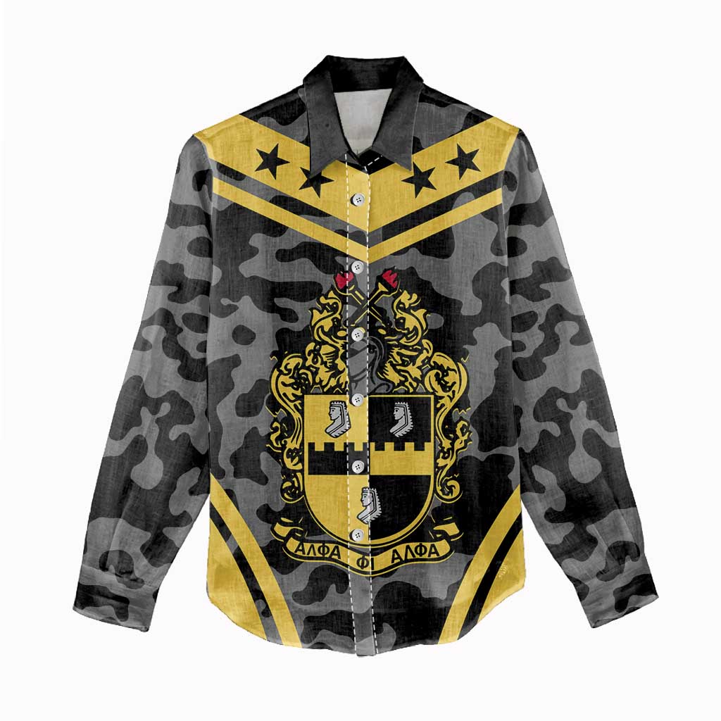 Alpha Phi Alpha Camouflage Women Casual Shirt Perfect For Fraternity
