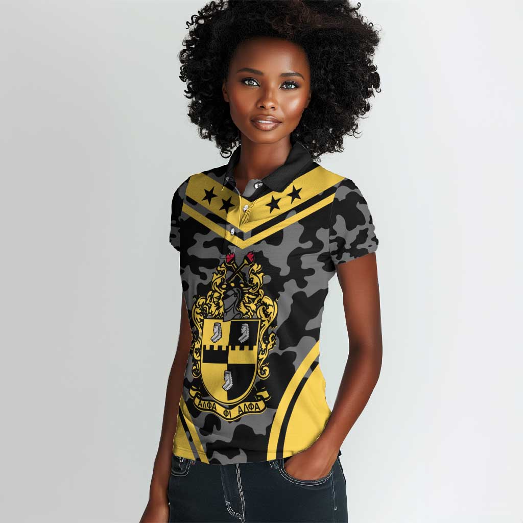 Alpha Phi Alpha Camouflage Women Polo Shirt Perfect For Fraternity