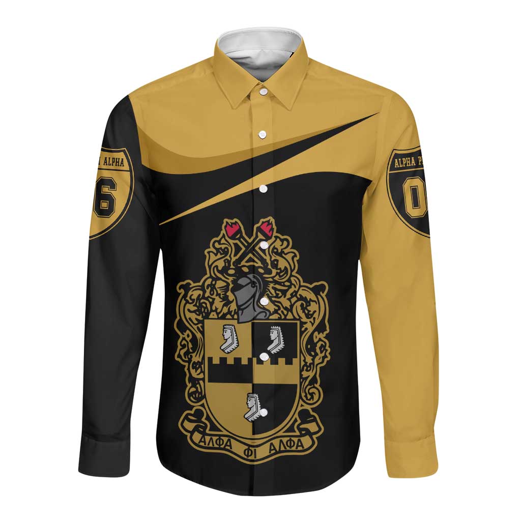 Alpha Phi Alpha Fraternity Long Sleeve Button Shirt Curve Design For Fraternity Pride