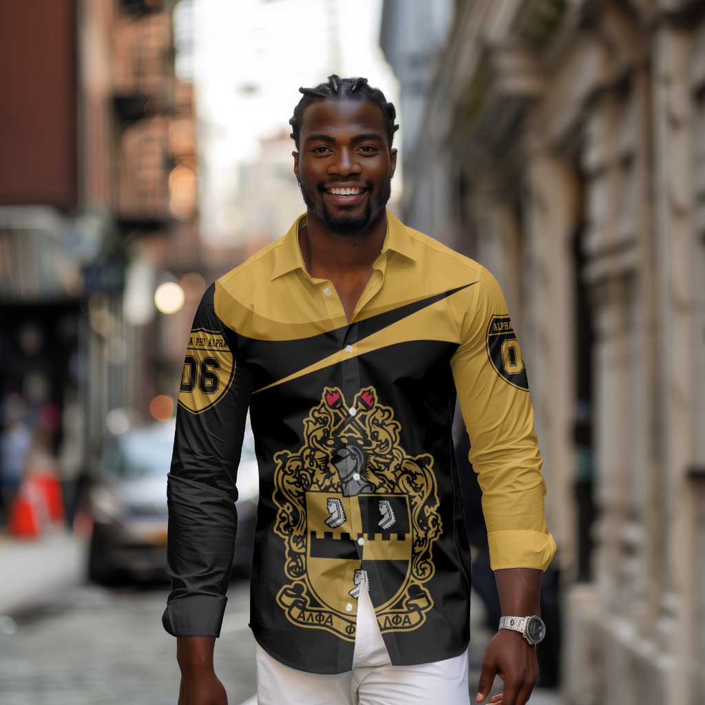 Alpha Phi Alpha Fraternity Long Sleeve Button Shirt Curve Design For Fraternity Pride
