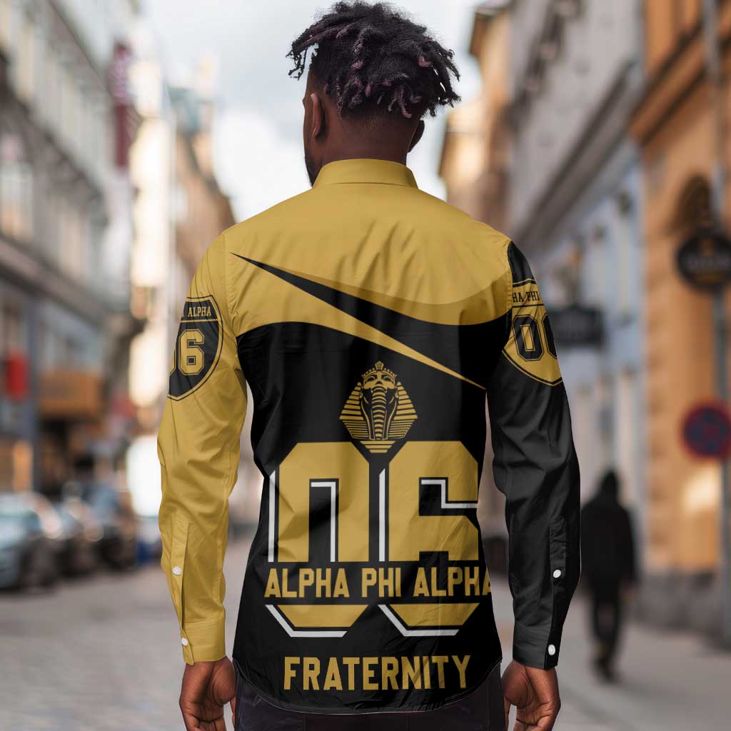 Alpha Phi Alpha Fraternity Long Sleeve Button Shirt Curve Design For Fraternity Pride