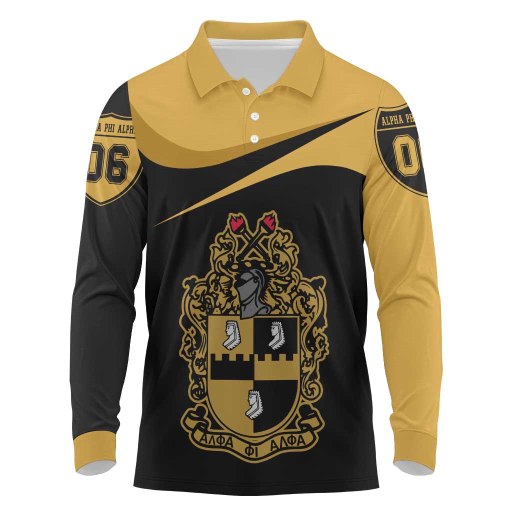 Alpha Phi Alpha Fraternity Long Sleeve Polo Shirt Curve Design For Fraternity Pride