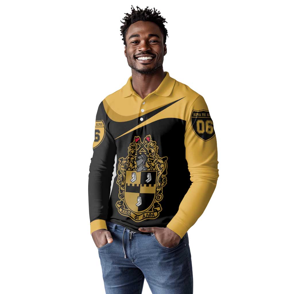 Alpha Phi Alpha Fraternity Long Sleeve Polo Shirt Curve Design For Fraternity Pride